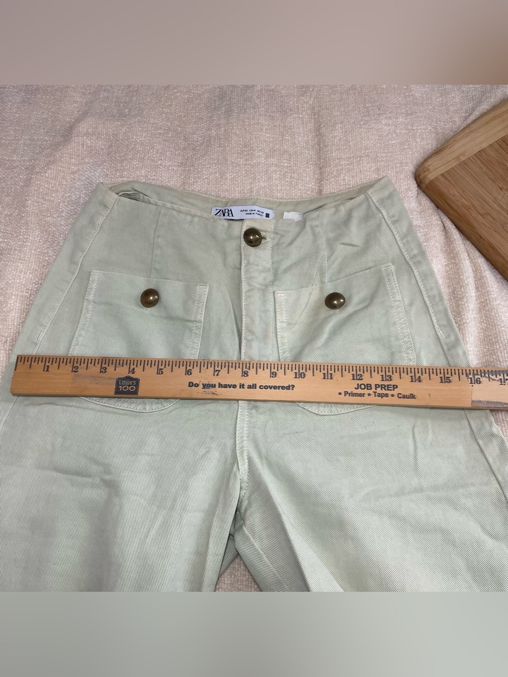 Zara Woman Mint Green Wide-Leg Jeans Front Patch pockets size 2 100% cotton - Picture 12 of 12